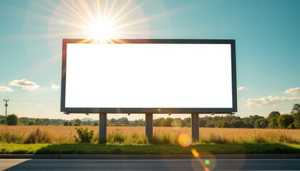 Fototapeta premium Informative malaria awareness billboard by roadside during daytime, public health