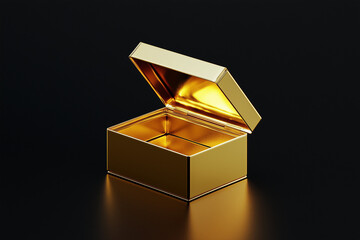 Gold Box Flipping Open on a Black Background