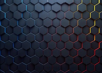 3d abstract hexagon background with glowing neon light effect