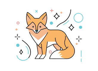 Vector Illustration of a Fox in Modern Line Art Style