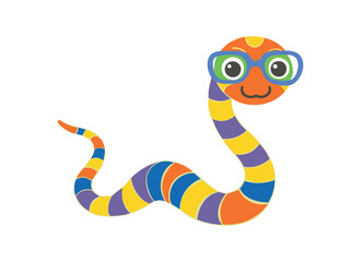 Colorful Cartoon Snake with Glasses - Fun Illustration