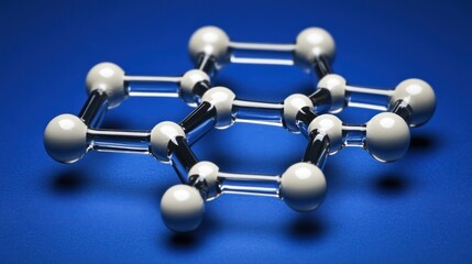 Obraz premium Glass Molecule Model on Blue Background