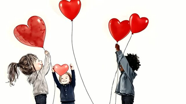 A child's drawing of their adoptive family with love and joy