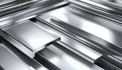 Shiny silver metal background with fine horizontal brush strokes, realistic reflective texture, sleek and modern industrial material