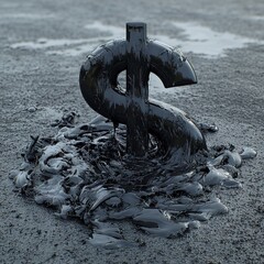Fototapeta premium ollar symbol made from oil on the oil mine background