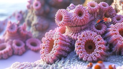 Obraz premium lose up of pink and red fractal structure resembling coral