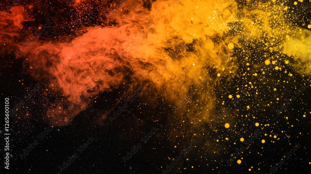 Poster swirls of golden and black hues intermingle with vibrant yellow, creating a dynamic gradient that ca