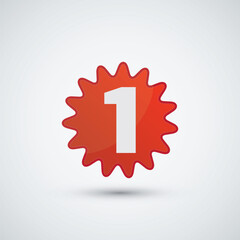 Text number one on the round label in flat design template