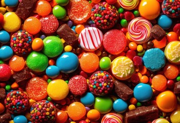 Fototapeta premium vibrant close colorful assorted candies displaying variety textures eye catching array, rainbow, lgbtq, lgbt, pride, love, equality, arrangement, candy