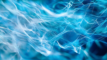 Fototapeta premium Abstract image featuring interwoven strands of blue and white light, creating dynamic, fluid patterns.