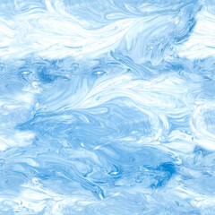 Seamless pattern of blue marble abstract painting, original hand drawn, impressionism style, color texture. Art background for invitation, banner, wallpaper or other design.