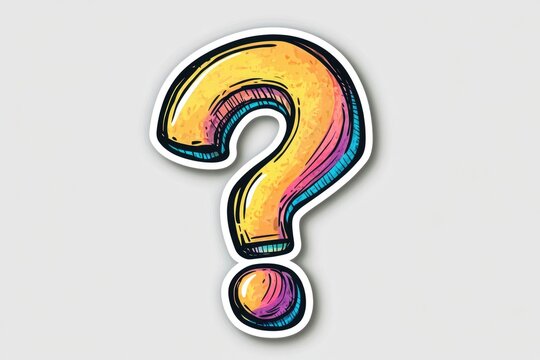 This eye-catching question mark illustration employs bold hues and intricate details, inviting viewers to ponder profound ideas and explore the essence of inquiry and curiosity.