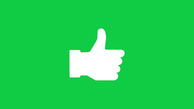 Thumbs Up Emoji Animated. Alpha channel, green  background. loop animation.