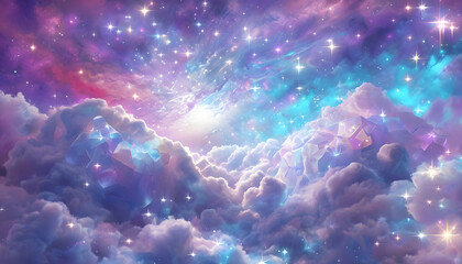 Obraz premium abstract space background, Ethereal Cosmic Scene With Colorful Translucent Clouds