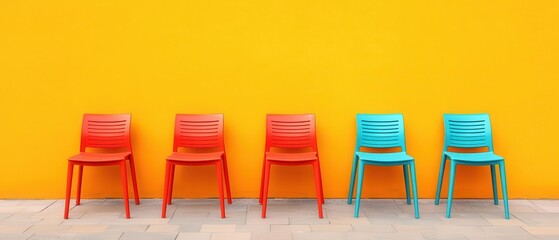 Fototapeta premium sustainable interior design with recycled materials and sustainability. Recycled plastic chairs and tables blending innovation with environmental responsibility