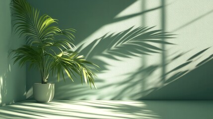 Fototapeta premium tropical tranquility: minimalist product display with palm shadows