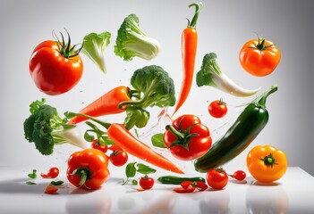 vibrant composition fresh vegetables elegantly floating mid air minimalistic background, asparagus, artichoke, baby, greens, beans, beets, broccoli