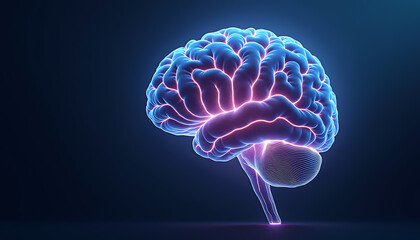 Futuristic digital brain with glowing neural connections
