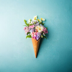 Flowers in a jeans back pocket concept