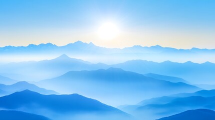 Fototapeta premium Serene Blue Mountains Under a Bright Sun