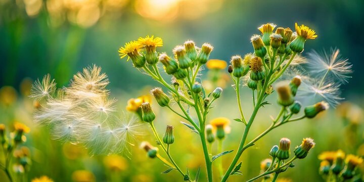 Belarus Wildflowers: Long Exposure Photo of Common Groundsel (Senecio vulgaris)