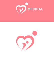 Medical Heart Logo Design Family Healthcare Cardiology Symbol