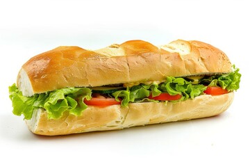 Fresh veggie sandwich on white background. Neural network AI generated