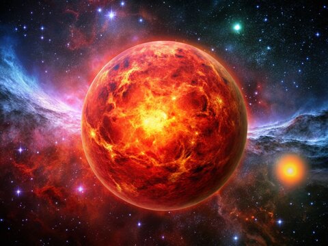 Betelgeuse: Red Supergiant Star in Space - Cosmic Nebula Background