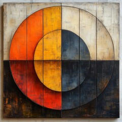 Abstract geometric art with circular design and vibrant colors
