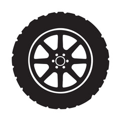 Fototapeta premium Offroad tire wheel silhouette vector illustration