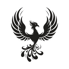 Fototapeta premium Majestic Phoenix Rising with Flame Wings Logo Design