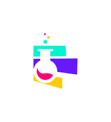 Colorful Science Lab Logo Design, Beaker, Experiment, Innovation