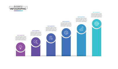 infographic template 6 step for business direction, marketing strategy, diagram, data, growth