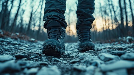 Exploring nature trails adventurous walking journey forest paths natural environment ground perspective outdoor experience