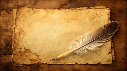 vintage an aged-blank-paper-texture-background old book with feather pen and ink