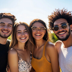 group of happy friends