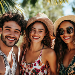 group of young people on the beach