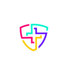 Colorful Shield Medical Logo Design Healthcare Protection Symbol