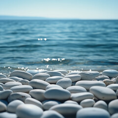 Obraz premium Serenity by the Sea: Pebbles on the Shoreline, stones on the beach