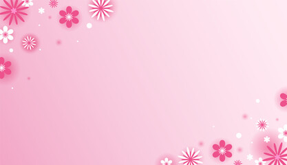 Fototapeta premium Delicate Pink Background with Abstract Flowers and Space for Text creating a gentle and elegant design. Vector illustration, perfect for invitations, banner, web, greeting cards, and seasonal designs