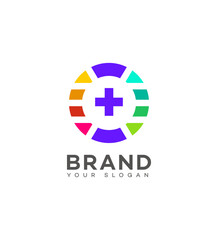 Colorful Medical Logo Design Healthcare Brand Identity Plus Symbol