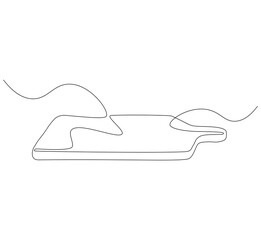 Obraz premium Cutting board kitchen continuous line. Continuous one line drawing cutting board. Cutting board, equipment concept. Single line drawing