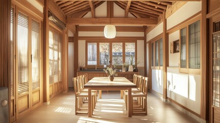 Fototapeta premium A beautifully designed korean style interior dining room setting