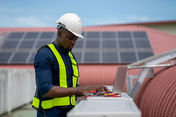 Engineers are inspecting the air conditioning system in a large building or industrial facility.