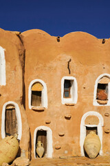 Ksar Ouled Debbab,governatorato di Tataouine, Tunisia, resti del tipico villaggio fortificato...