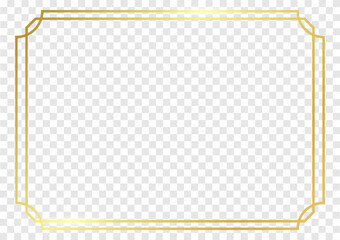 Gold frame bright shape. Golden border line.