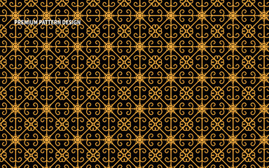 Intricate Islamic Wall Art | Seamless Arabian Pattern for Design with Vector. Golden and Black Color Arabic Pattern Design.