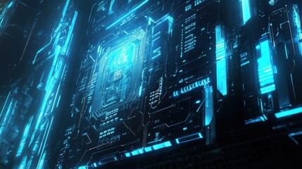 Futuristic Circuit Board Digital Wallpaper Design