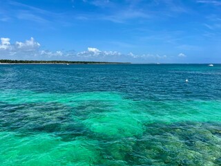 tropical beach with blue sky