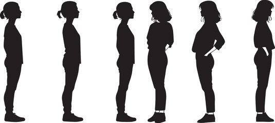 silhouette of a woman set line standing 